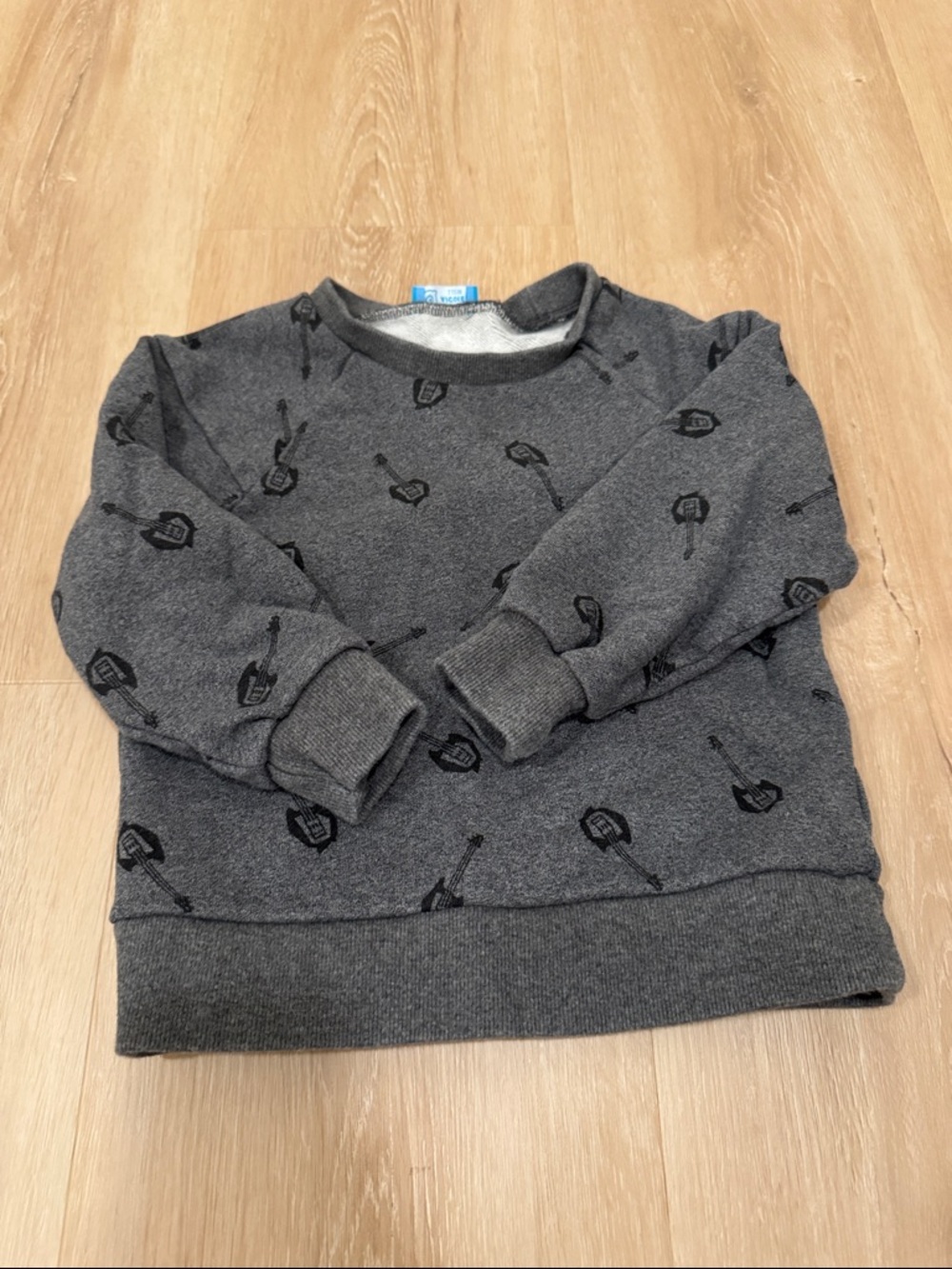 Men's Charcoal Guitar-Print Crewneck Sweatshirt